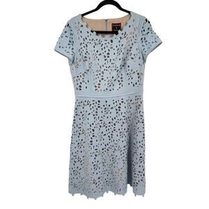 Focus by Shani dress laser cutout short sleeve light blue size 6